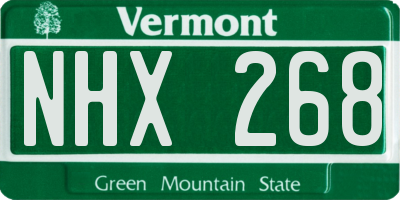 VT license plate NHX268
