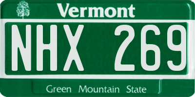 VT license plate NHX269