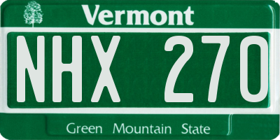 VT license plate NHX270