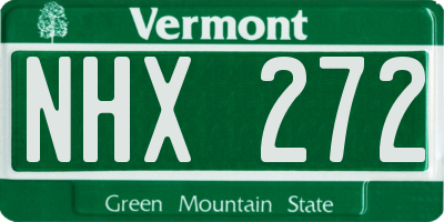 VT license plate NHX272