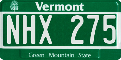 VT license plate NHX275