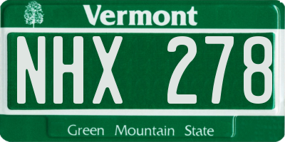 VT license plate NHX278