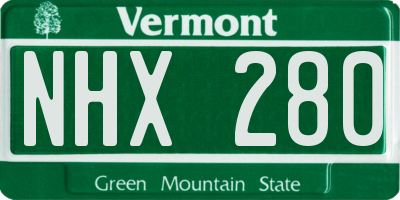 VT license plate NHX280