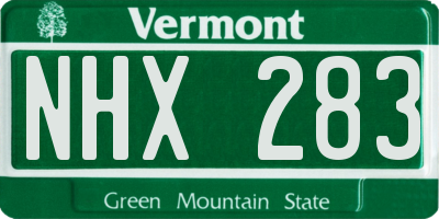 VT license plate NHX283
