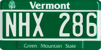 VT license plate NHX286
