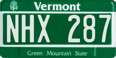 VT license plate NHX287