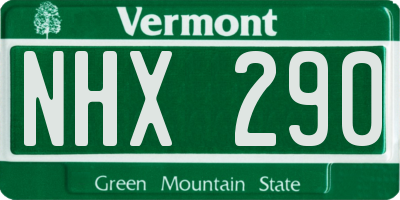 VT license plate NHX290