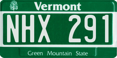 VT license plate NHX291