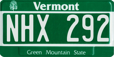 VT license plate NHX292