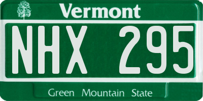 VT license plate NHX295