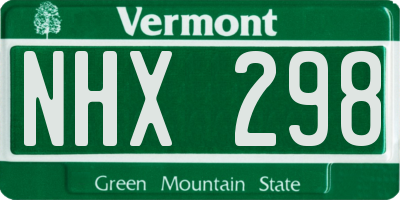 VT license plate NHX298