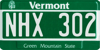 VT license plate NHX302