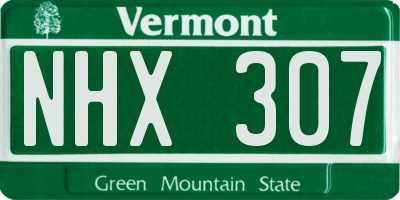 VT license plate NHX307