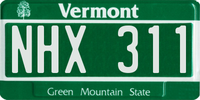 VT license plate NHX311