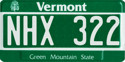 VT license plate NHX322