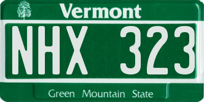 VT license plate NHX323