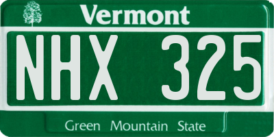 VT license plate NHX325