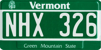 VT license plate NHX326