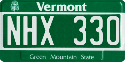 VT license plate NHX330