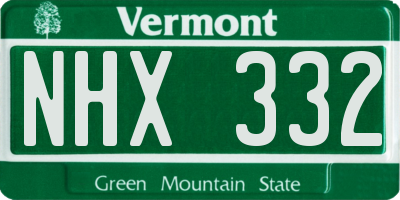 VT license plate NHX332