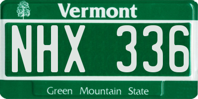 VT license plate NHX336