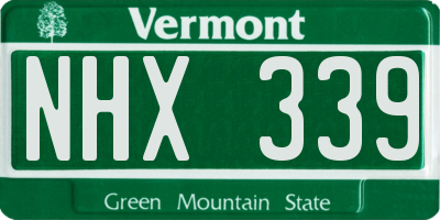 VT license plate NHX339
