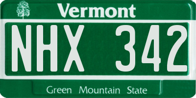 VT license plate NHX342