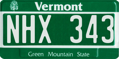 VT license plate NHX343