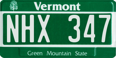 VT license plate NHX347