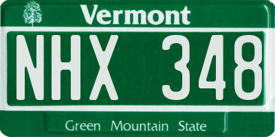 VT license plate NHX348
