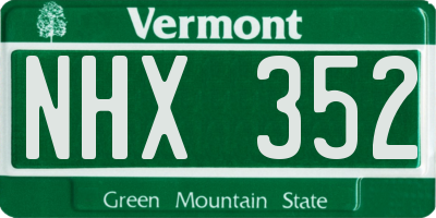 VT license plate NHX352