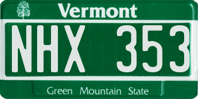 VT license plate NHX353