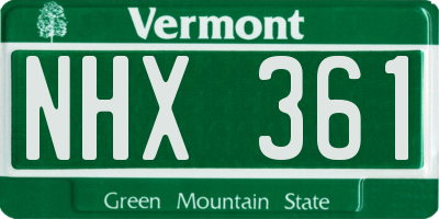 VT license plate NHX361