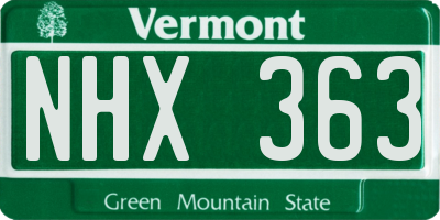 VT license plate NHX363