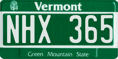 VT license plate NHX365