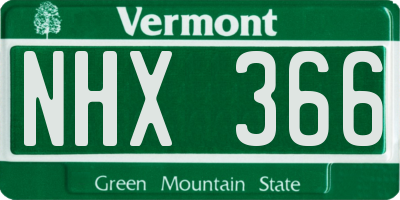 VT license plate NHX366