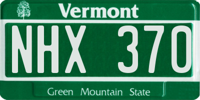 VT license plate NHX370