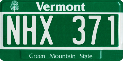 VT license plate NHX371