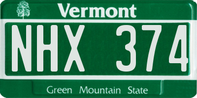 VT license plate NHX374
