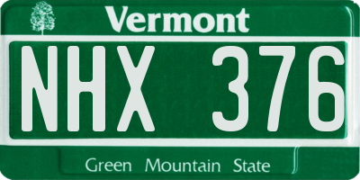 VT license plate NHX376