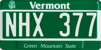 VT license plate NHX377