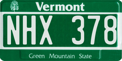 VT license plate NHX378