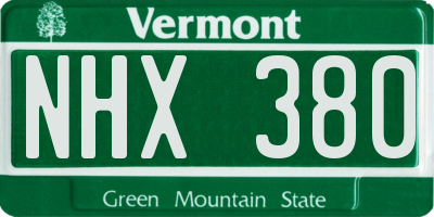 VT license plate NHX380