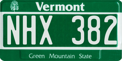 VT license plate NHX382