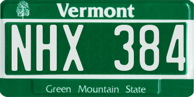 VT license plate NHX384
