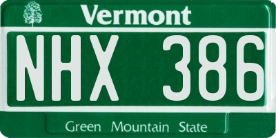 VT license plate NHX386