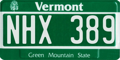 VT license plate NHX389