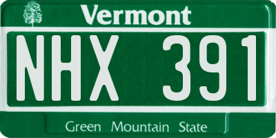 VT license plate NHX391