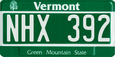 VT license plate NHX392