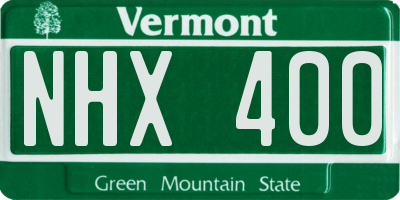 VT license plate NHX400